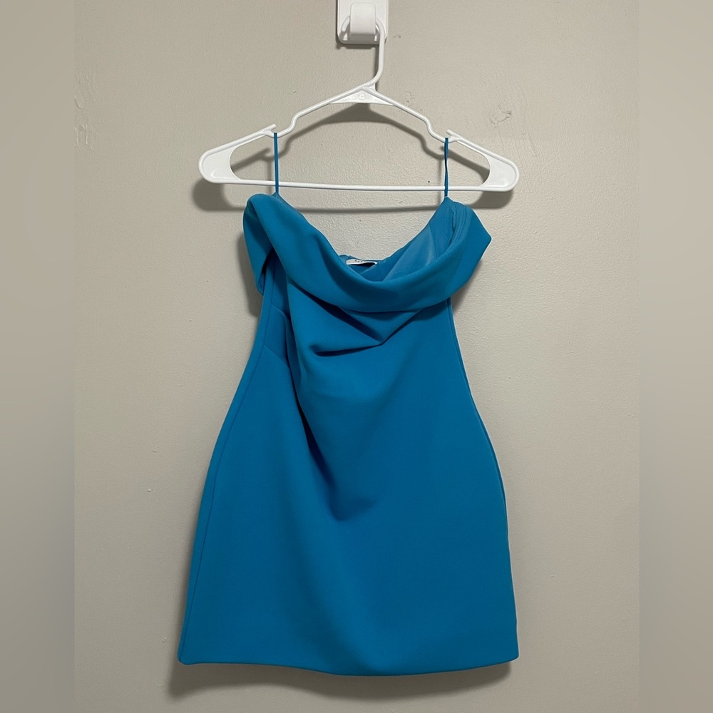 Aritzia Babaton Strapless Turquoise Mini Dress